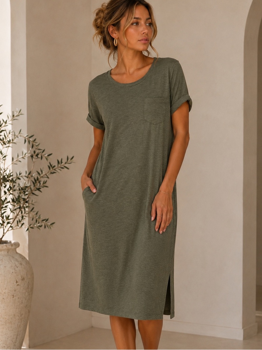 Jessica Simpson Tshirt Dress Women’s Large Olive